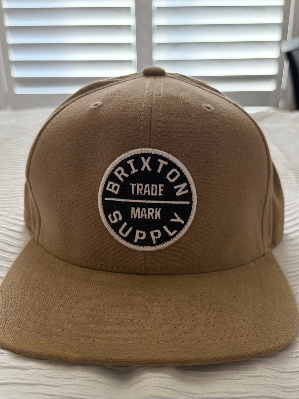 Brixton Tan Baseball-Style Snapback with Black Logo Patch